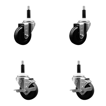 Service Caster 3.5'' SS Phenolic Wheel Swivel 7/8'' Expand Stem Caster Set 2 Brakes, 4PK SCC-SSEX20S3514-PHS-2-TLB-2-78